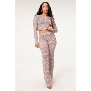 NWT Good American Sand Snake Mesh Bootcut Cover-Up Pants